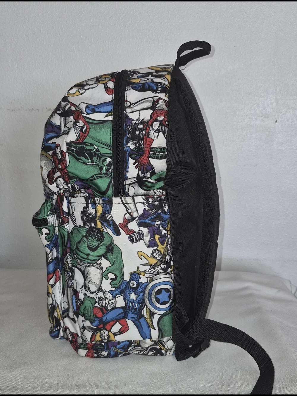 Marvel Avengers Multicolor Comic Character Backpack - White Base